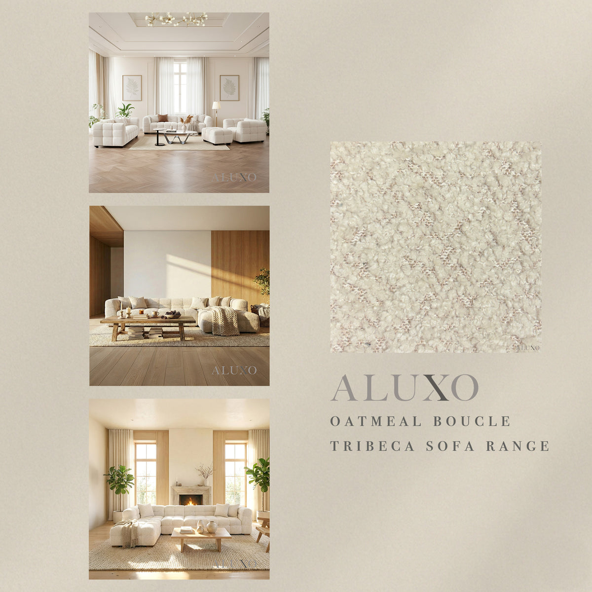 ALUXO® Tribeca Bubble Fabric Swatch Sample – Oatmeal Beige Bouclé