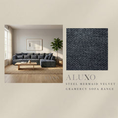 ALUXO® Gramercy Fabric Swatch Sample – Steel Grey Mermaid Velvet