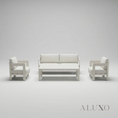 ALUXO® Sofia 5-Seater Luxury Lounge Set – Taupe Aluminium & Slat Table
