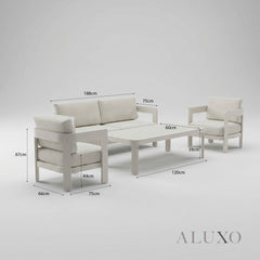 ALUXO® Sofia 5-Seater Luxury Lounge Set – Taupe Aluminium & Slat Table