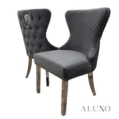 Urban 1.8m Light Grey Marble Dining Set - Chrome U Base Table with 4/6/8 Chelsea Velvet Chairs