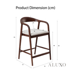 ALUXO® Tess Walnut Bar Stool with Oatmeal Bouclé Upholstery