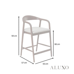 ALUXO® Tess Walnut Bar Stool with Oatmeal Bouclé Upholstery