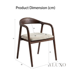 ALUXO® Tess Walnut Dining Chair in Oatmeal Bouclé – Set of 2