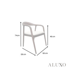 ALUXO® Tess Walnut Dining Chair in Oatmeal Bouclé – Set of 2