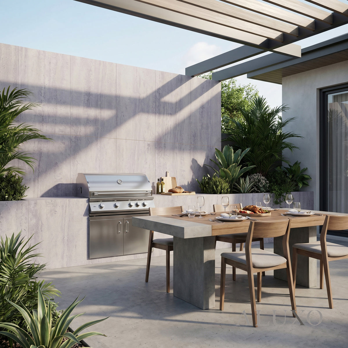 Outdoor Light Grey Travertine MCM Flexible Stone | 120x60cm Weather-Proof Exterior Panel (Set of 4)