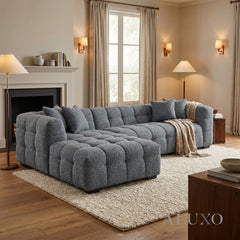 ALUXO® Tribeca Bubble Left Hand Facing (LHF) Corner Sofa – Iron Grey Bouclé
