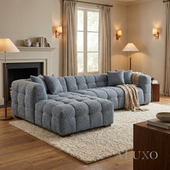 ALUXO® Tribeca Bubble Left Hand Facing (LHF) Corner Sofa – Iron Grey Bouclé