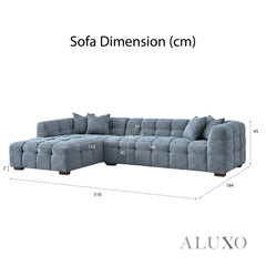 (PRE-ORDER) ALUXO® Tribeca Bubble Left Hand Facing (LHF) Corner Sofa – Iron Grey Bouclé