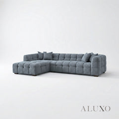 ALUXO® Tribeca Bubble Left Hand Facing (LHF) Corner Sofa – Iron Grey Bouclé