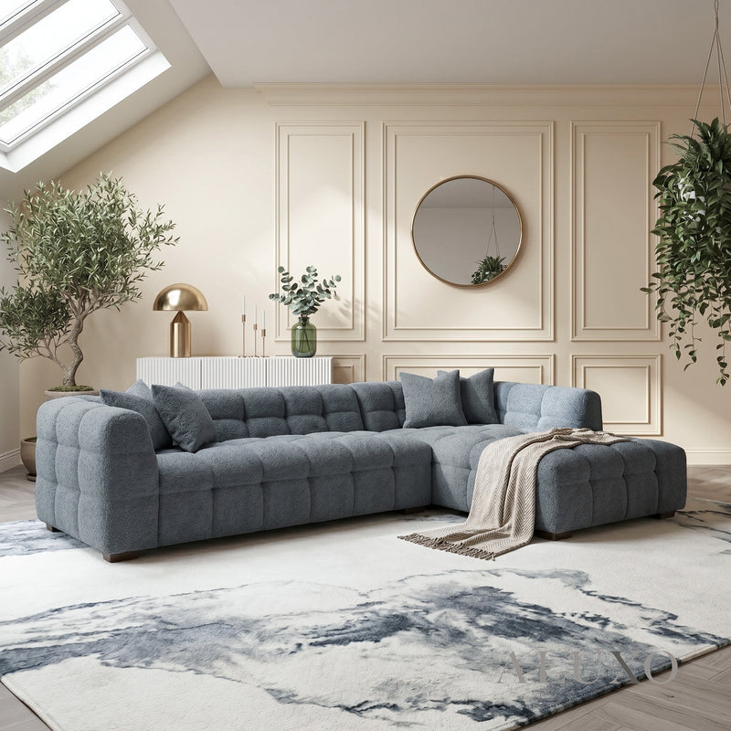 ALUXO® Tribeca Bubble Right Hand Facing (RHF) Corner Sofa – Iron Grey Bouclé