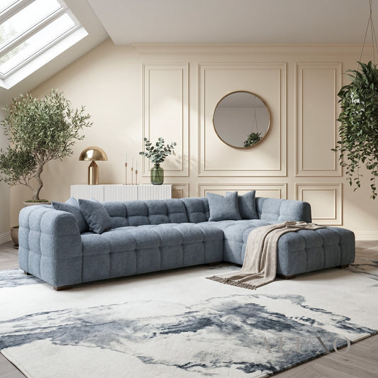 ALUXO® Tribeca Bubble Right Hand Facing (RHF) Corner Sofa – Iron Grey Bouclé