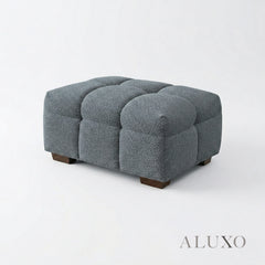 ALUXO® Tribeca Bubble Upholstered Footstool – Iron Grey Bouclé