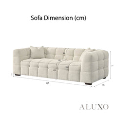 (PRE-ORDER) ALUXO® Tribeca Bubble 3 Seater Sofa – Oatmeal Beige Bouclé
