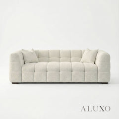 (PRE-ORDER) ALUXO® Tribeca Bubble 3 Seater Sofa – Oatmeal Beige Bouclé