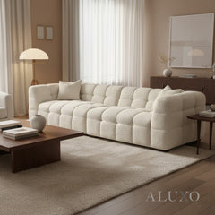 ALUXO® Tribeca Bubble 4 Seater Large Sofa – Oatmeal Beige Bouclé