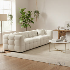 ALUXO® Tribeca Bubble 4 Seater Large Sofa – Oatmeal Beige Bouclé