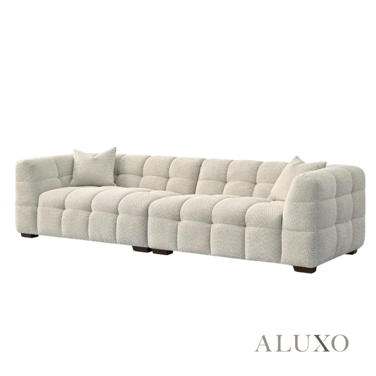 ALUXO® Tribeca Bubble Sofa Collection in Oatmeal Beige Bouclé – 3/4 Seater Sofa, Armchair & Footstool