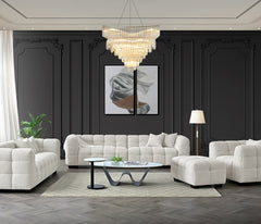 ALUXO® Tribeca Bubble Sofa Collection in Oatmeal Beige Bouclé – 3/4 Seater Sofa, Armchair & Footstool