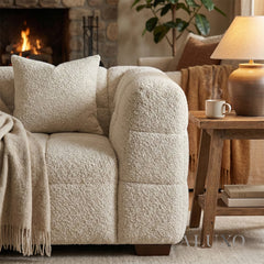 ALUXO® Tribeca Bubble Accent Armchair – Oatmeal Beige Bouclé