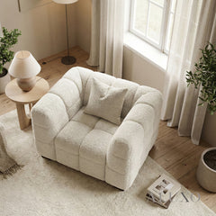 ALUXO® Tribeca Bubble Accent Armchair – Oatmeal Beige Bouclé