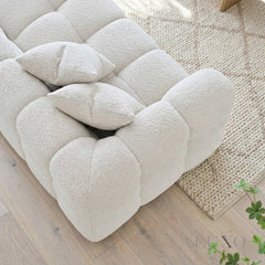 (PRE-ORDER) ALUXO® Tribeca Bubble 3 Seater Sofa – Oatmeal Beige Bouclé