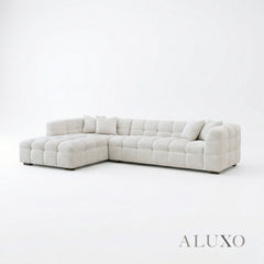 (PRE-ORDER) ALUXO® Tribeca Bubble Left Hand Facing (LHF) Corner Sofa – Oatmeal Beige Bouclé