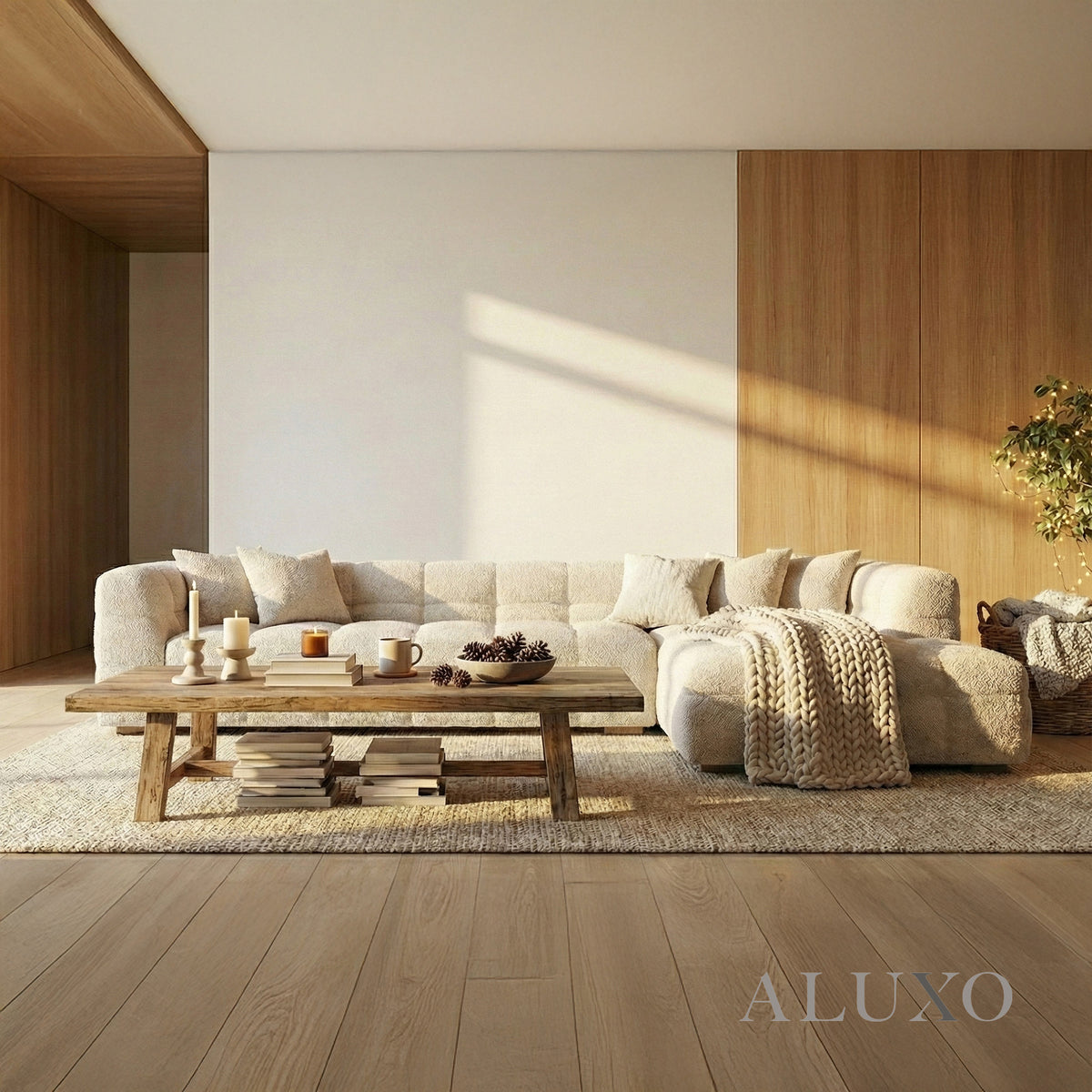 ALUXO® Tribeca Bubble Right Hand Facing (RHF) Corner Sofa – Oatmeal Beige Bouclé