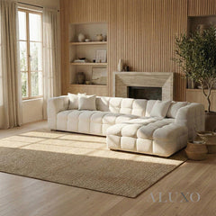 ALUXO® Tribeca Bubble Right Hand Facing (RHF) Corner Sofa – Oatmeal Beige Bouclé