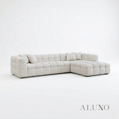 ALUXO® Tribeca Bubble Right Hand Facing (RHF) Corner Sofa – Oatmeal Beige Bouclé