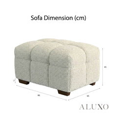(PRE-ORDER) ALUXO® Tribeca Bubble Upholstered Footstool – Oatmeal Beige Bouclé