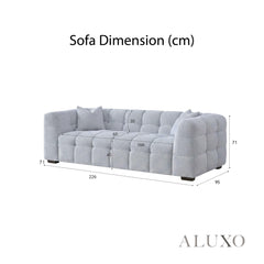 ALUXO® Tribeca Bubble 3 Seater Sofa – Pearl Bouclé