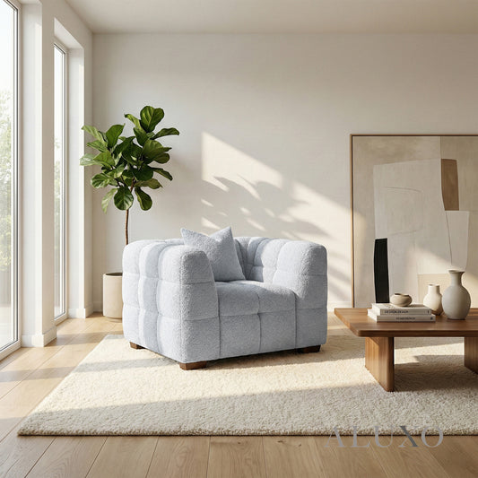 ALUXO® Tribeca Bubble Accent Armchair – Pearl Bouclé