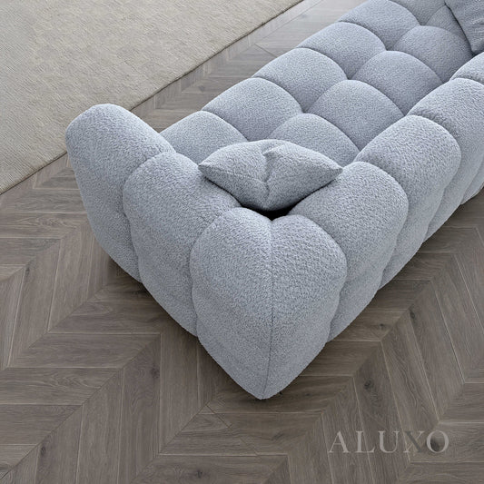 ALUXO® Tribeca Bubble Sofa Collection in Peral Bouclé – 3/4 Seater Sofa, Armchair & Footstool
