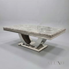 Urban 130cm Chrome Coffee Table with Light Grey Marble Top – U Stand Design