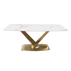 Vittoria 180cm Slimline Sintered Stone Dining Table with V-Shaped Pedestal Base