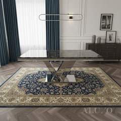 Valeria 180cm Marble Dining Table with Chrome \V Base – 5 Marble Colour Options