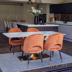 Vittoria 1.8m Slimline Dining Set – Sintered Stone Table with 4/6/8 Bjorn Velvet Chairs