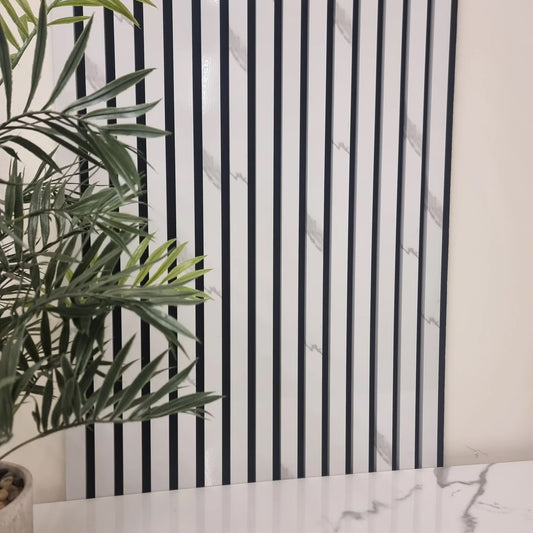 ALUXO® Acoustic Slatted Wall Panels 240 x 60cm - White Marble