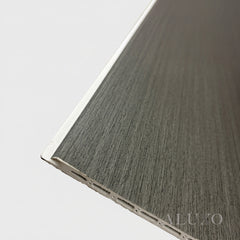 ALUXO® WPC 3D Wave + Flat Wall Panels with 4/10 End Trims Set - Ash Grey