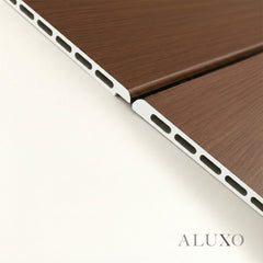 ALUXO® WPC 3D Wave + Flat Wall Panels with 10 End Trims Set - Walnut (Dark Oak)