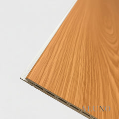 ALUXO® WPC 3D Wave + Flat Wall Panels with 4/10 End Trims Set - Light Oak