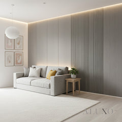 ALUXO® WPC 3D Wave + Flat Wall Panels with 4/10 End Trims Set - Ash Grey
