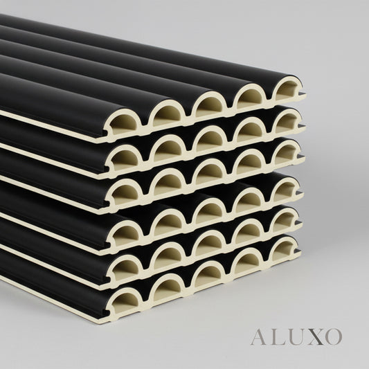 ALUXO® WPC 3D FLUTED Wall Panels 235×16cm (SET of 15) - Black Brushed