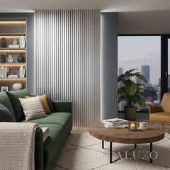 ALUXO® WPC 3D SLAT Wall Panels 235×15.2cm (SET of 14) – Silver Chrome
