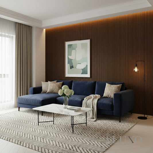 ALUXO® WPC 3D WAVE Wall Panels 235×15.9cm (SET of 10) - Walnut (Dark Oak)