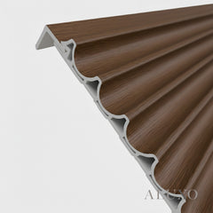 ALUXO® WPC 3D Wave + Flat Wall Panels with 4/10 End Trims Set - Walnut (Dark Oak)
