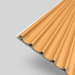 ALUXO® WPC 3D Wave + Flat Wall Panels with 4/10 End Trims Set - Light Oak