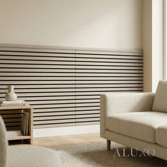 Pre-Cut Wainscoting Wall Panel Kit - Slat Light Oak (196cm x 101cm) | Ready-to-Install Modern Half Wall Panelling