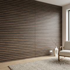 Pre-Cut Wainscoting Wall Panel Kit - Slat Walnut (196cm x 101cm) | Ready-to-Install Premium Half Wall Panelling